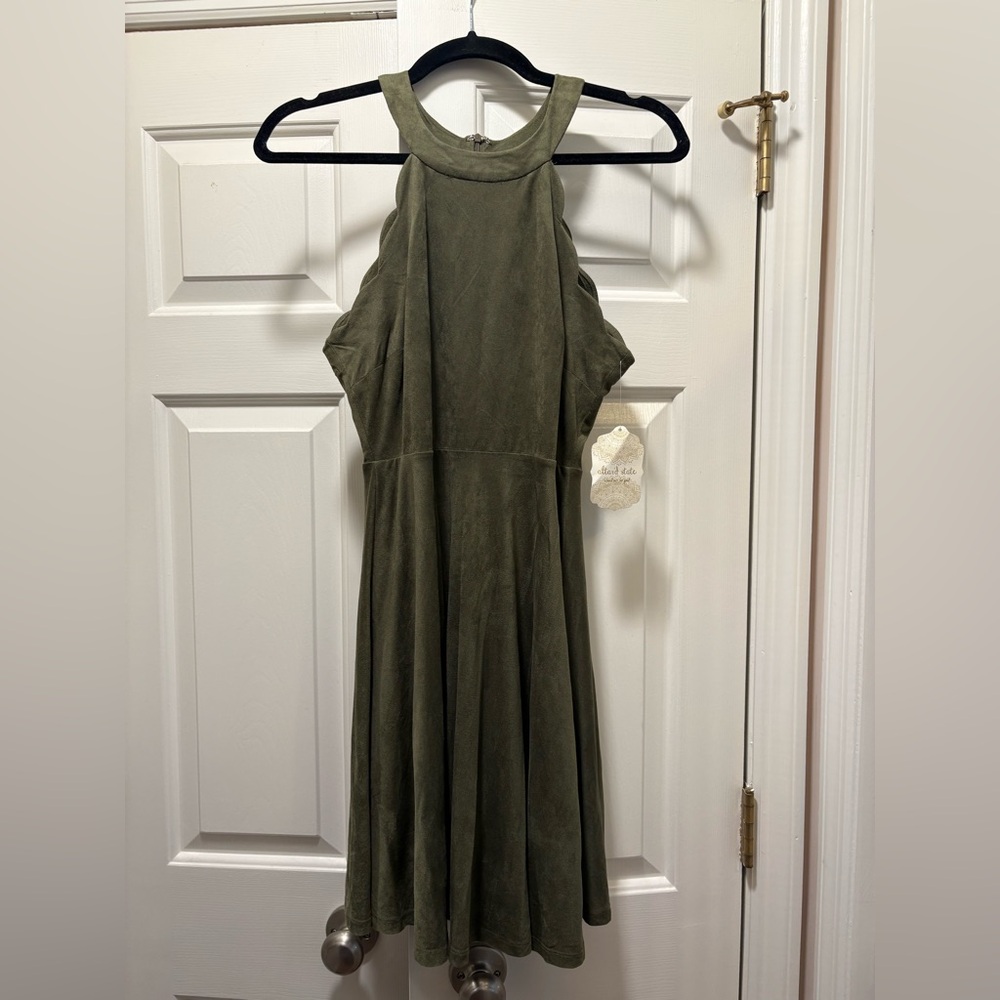 Altar'd State Velvet Olive Dress